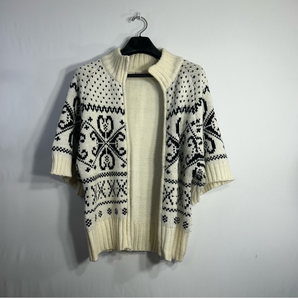 Pura Vida Vintage Y2K Fair Isle Nordic Pattern Wide Sleeve Full Zip Sweater SZ L - Picture 4 of 14